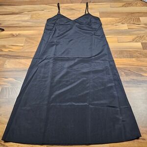 Madewell Black Slip Dress Midi V Neck Minimalist Adjustable Straps Size 4 NT373